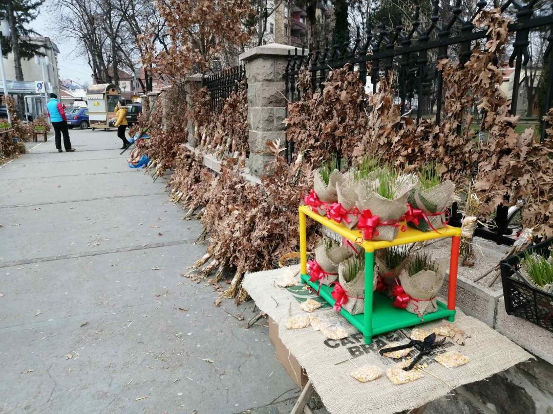 Код моћа поред бадњака налазе се иконице, врећиће са кукурозом/ Фото: РИНА