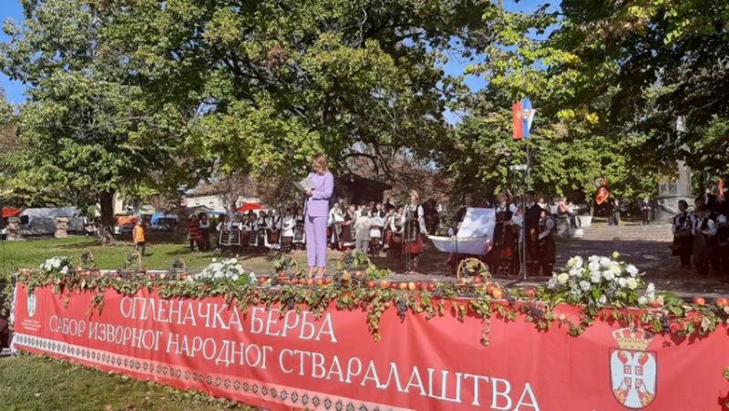 Пуцњем из топа и уз песму Обраше се виногради почела 59. Опленачка берба, фото: РИНА