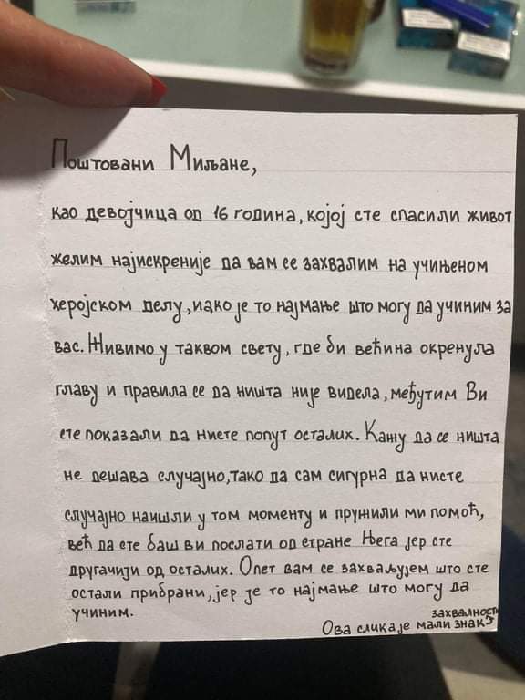 Девојчицу ударио ауто и пала као покошена, само он јој је притрчао и спасио живот: Миљана као да је Бог послао да се нађе на месту незгоде, овом хероју стигла дирљива порука захвалности која ће му заувек остати у срцу/ Фото: Приватна архива