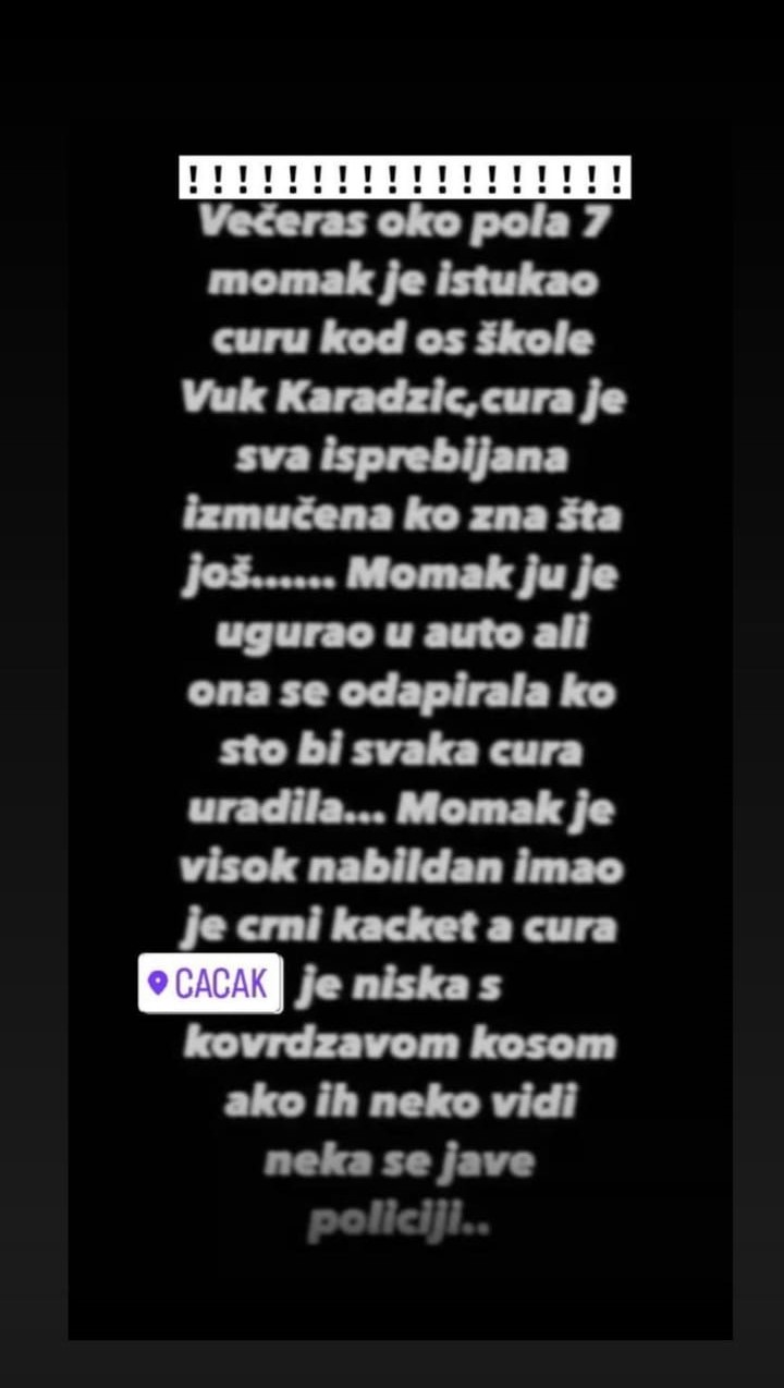 Девојку напао ножем у центру Чачка, другу претукао и покушао на силу да увуче у аутомобил: Језиве објаве шире се друштвеним мрежама, невероватно шта су све људи спремни да ураде (ФОТО)