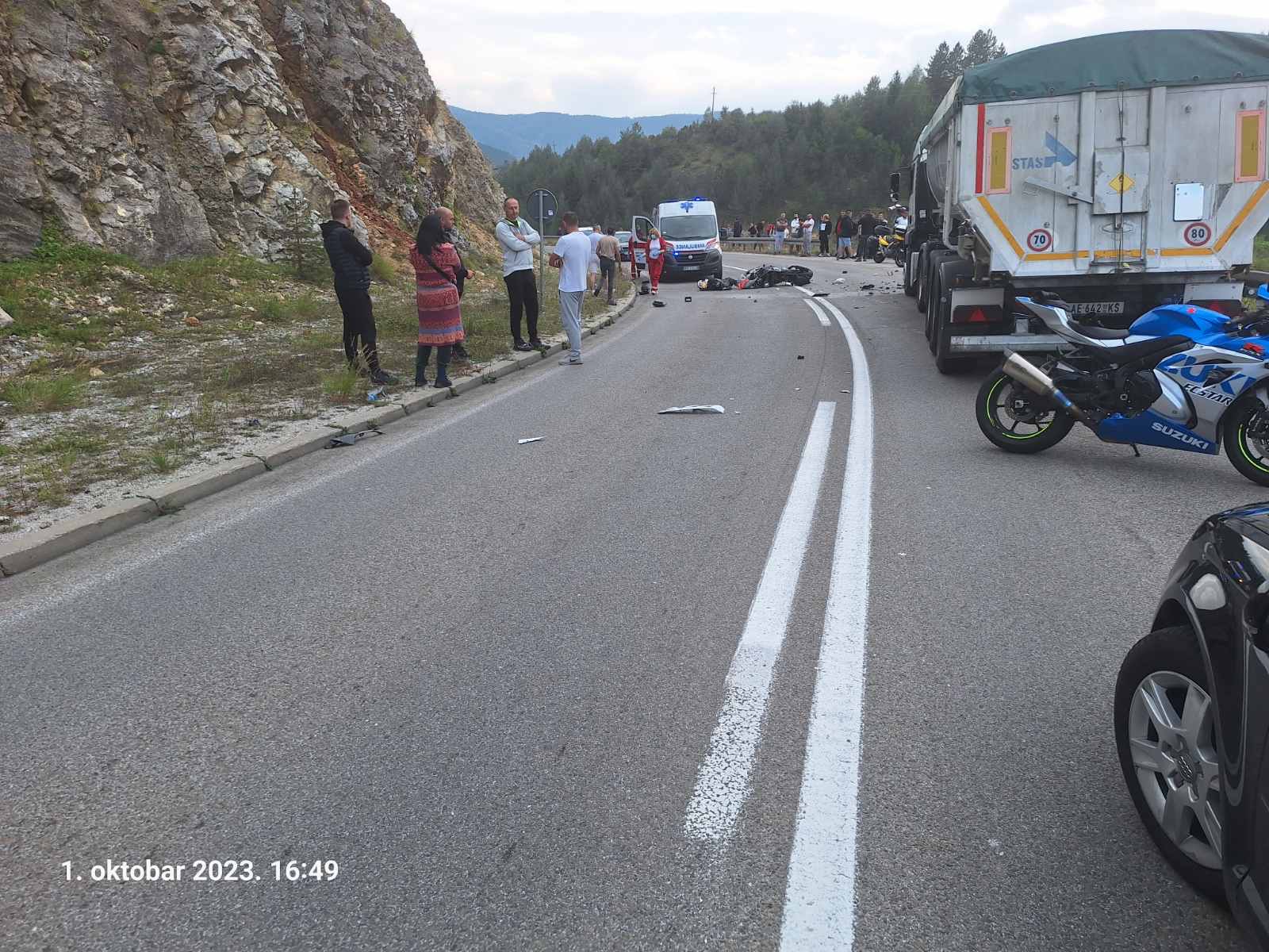Tragedija kod Kokinog Broda, nastradao vozač motora u sudaru sa kamionom / foto: RINA