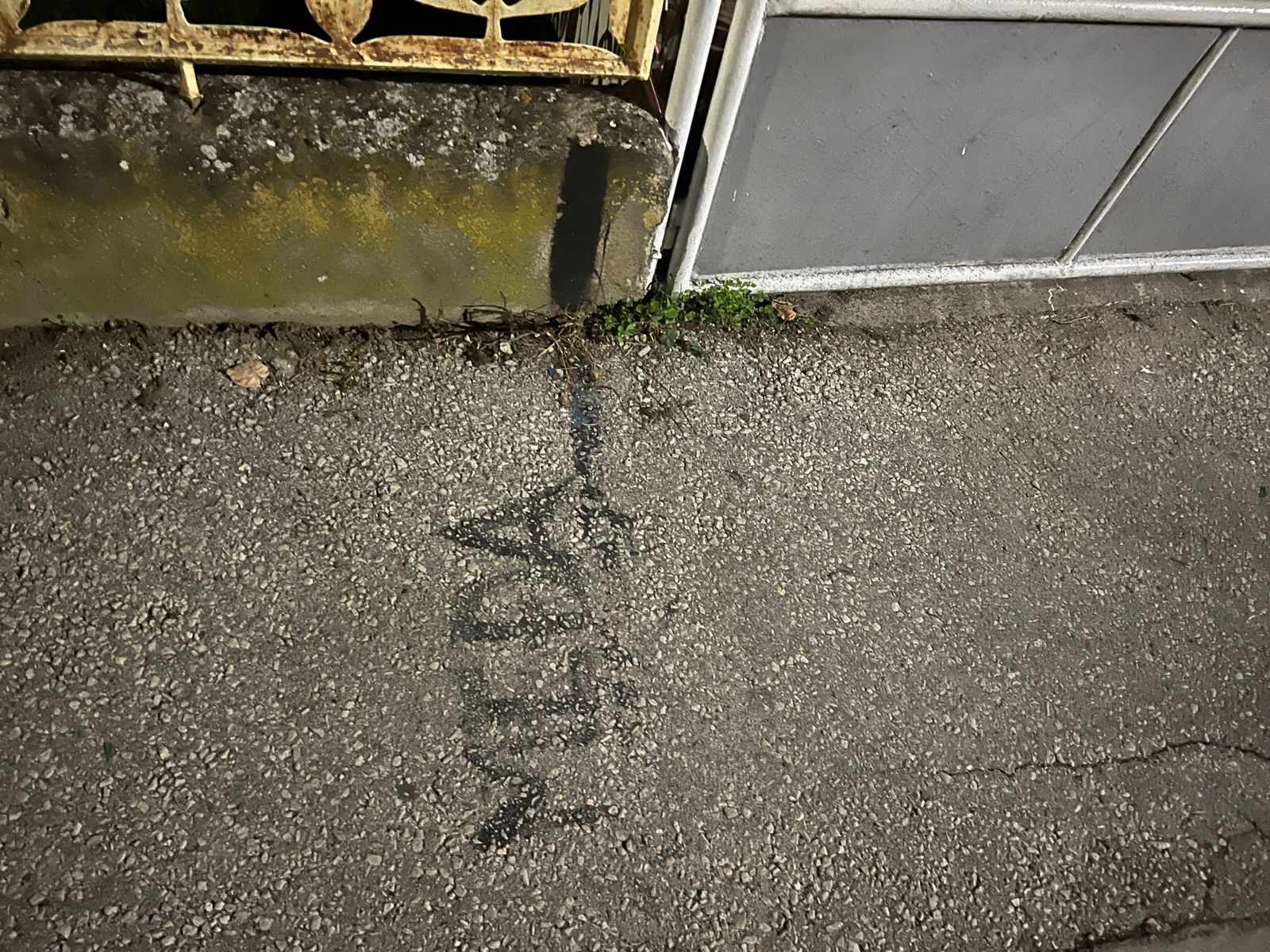 Urnebesan natpis na trotoaru u čačanskom naselju Ljubić Kej: Između dve porodične kuće crnim slovima jasno stoji ispisana reč - međa (FOTO)