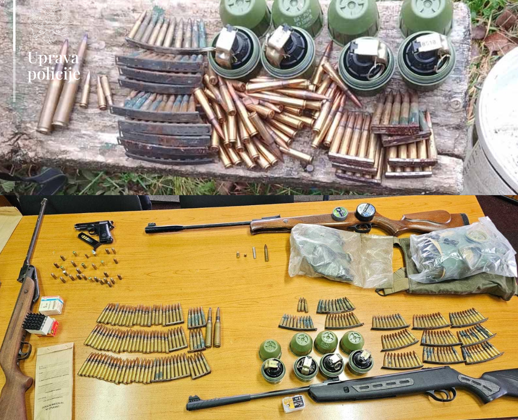 Trojica Beranaca naoružana "do zuba": Policija izvršila pretres na tri lokacije, pronađene bombe, pištolj, vazdušne puške i municija 