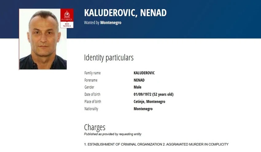 Interpol raspisao crvenu poternicu za Crnogorcem Nenadom Kaluđerovićem: Sumnjiči se za teško ubistvo i članstvo u kriminalnoj organizaciji, policije moli gradjane da ako ga primete odmah prijave