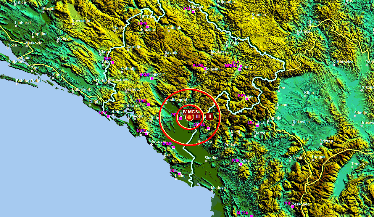 Zatresla se Crna Gora: Zemljotres registrovan na sedam kilometara  od Pogorice, jačine 2.2 po Rihteru
